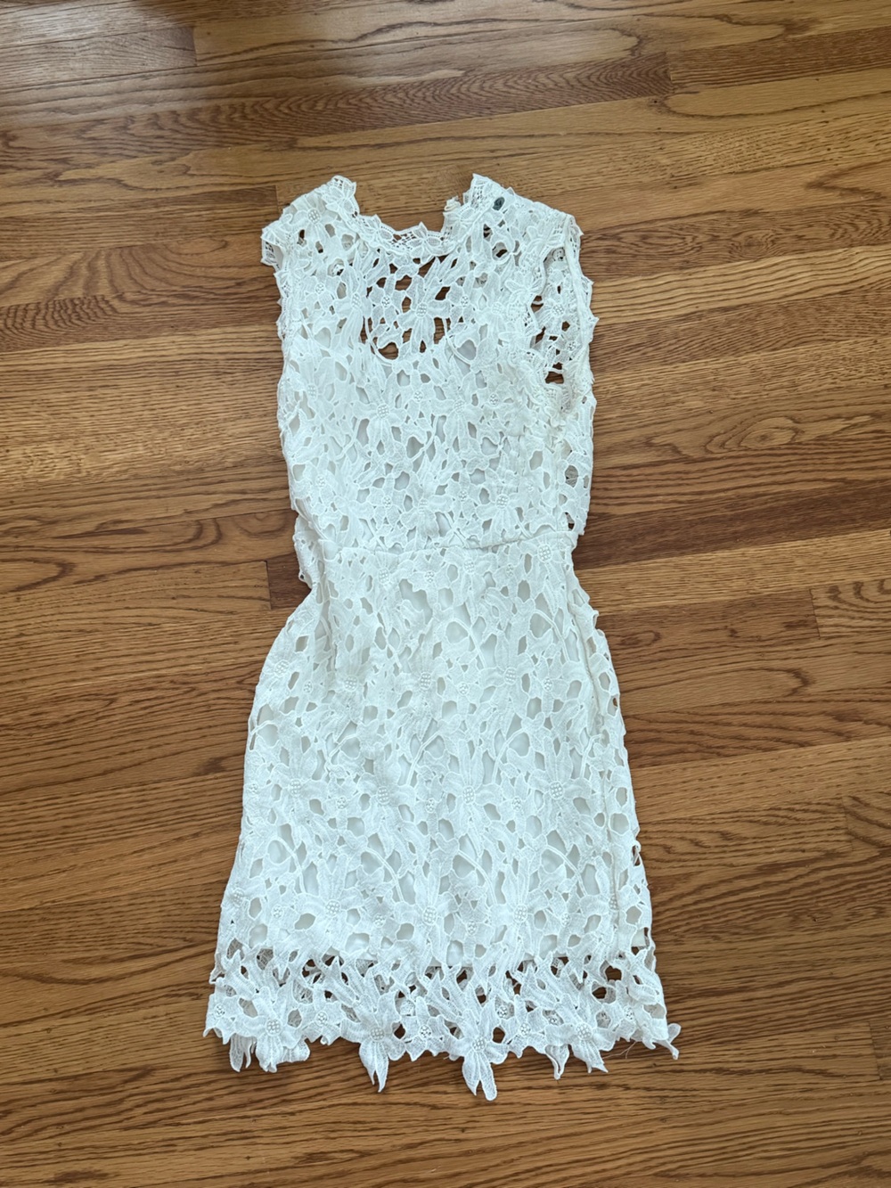She + Sky White Strapless Lace Crochet Open Back Dress